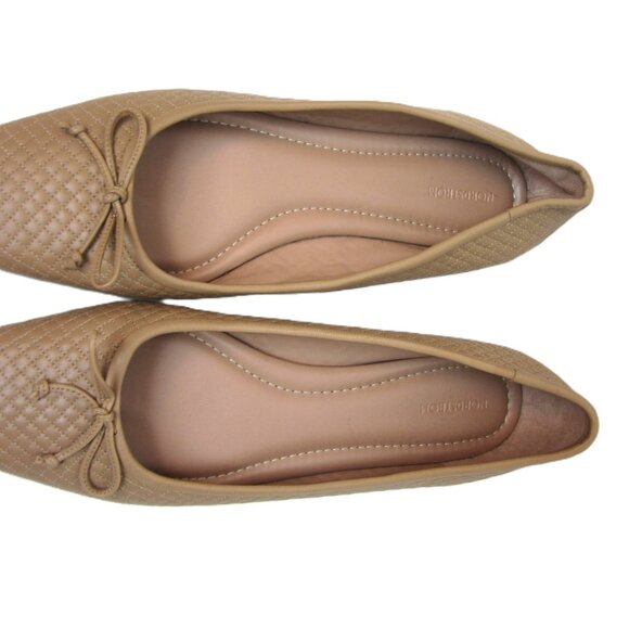 Nordstrom NEW NWOB Size 12 Square Toe Flat Leather Shoes Tan Nude Beige Womens - Picture 12 of 13
